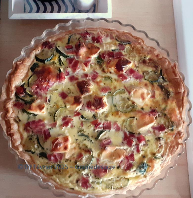 Tarte aux courgettes, chvre et jambon